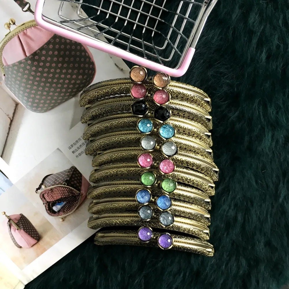 10.5cm metal purse frame clasp with candy decoration buckle for DIY girl bag accessories hardware mouth golden 5pcs/lot