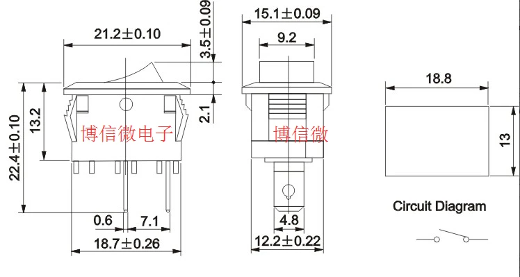 5 Teile/los 2Pin Rocker Schalter 117S 15*21Mm Boot Förmigen Schalter Typ 250Vac/6A