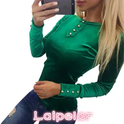 Newly veludo blusas femininas, camisas para primavera e outono, blusas de veludo, top com manga comprida, botão sólido, tops femininos gvnavegnavegação