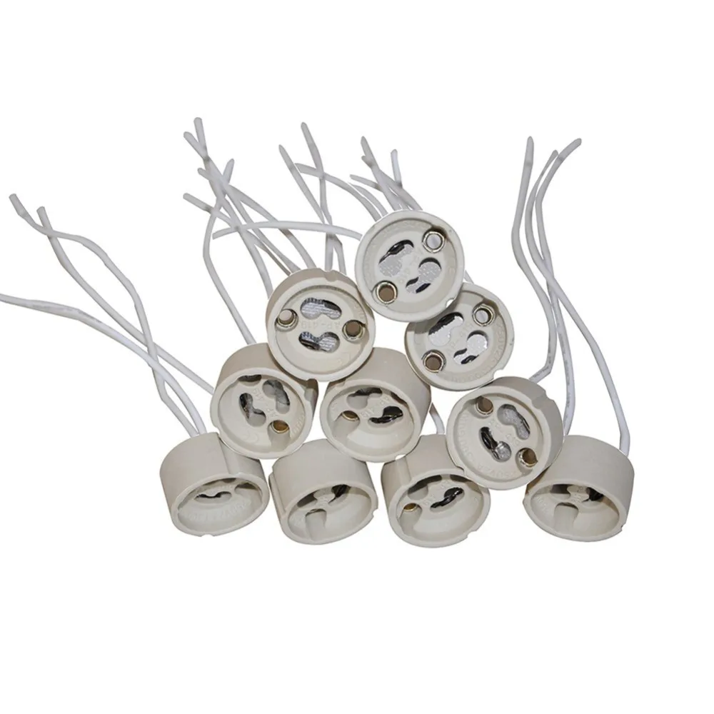 conector de ceramica com cabo para lampadas led halogenas base da lampada gu10 light socket holder 10 pcs por lote 01