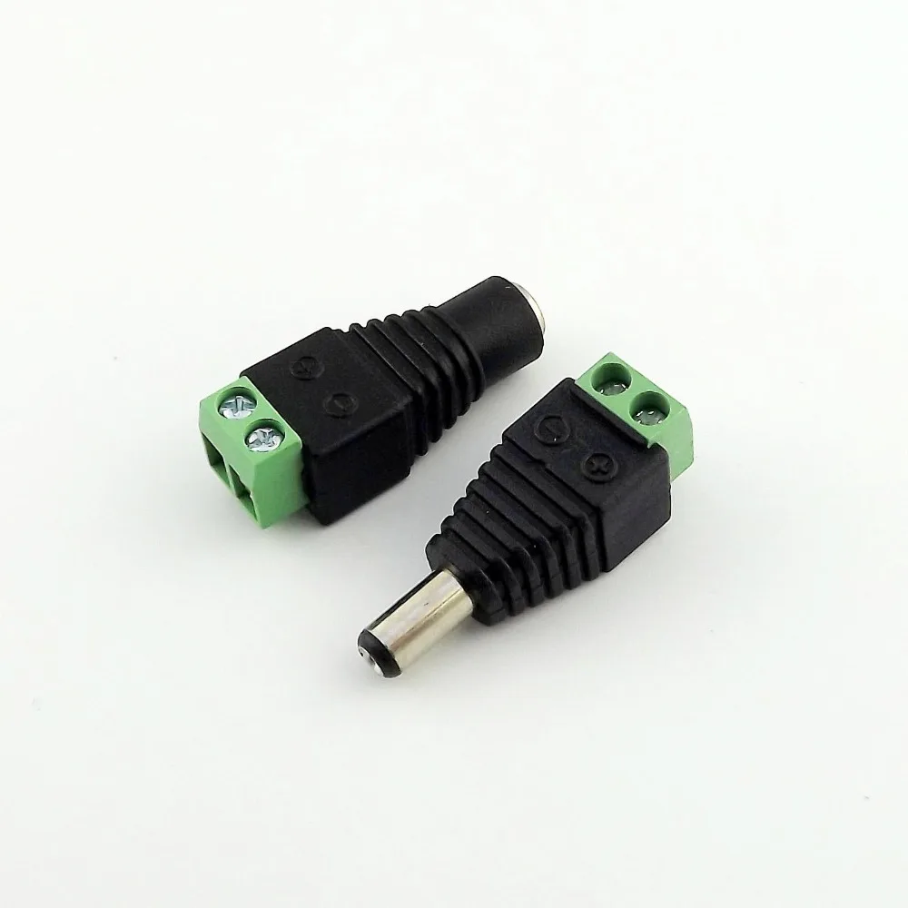 5Sets 5.5x2.1mm Balun CCTV Video Camera DC Power Male Female Plug Jack Cable Connector