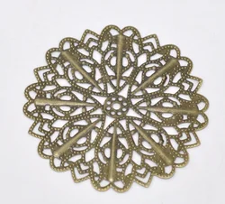 Free shipping-30Pcs Antique Bronze Filigree Flower Wraps Connectors Metal Crafts Gift Decoration DIY Findings 5.2cm J0052