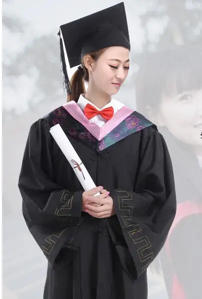 Graduation Clothing Gown Uniform Academic Robe Doctor Black School University