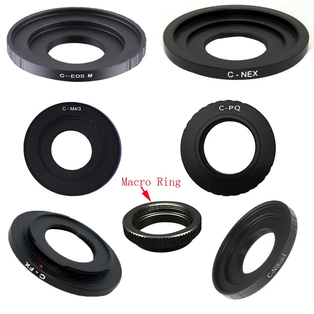 Adapter Ring C Mount Movie Lens Macro ring For C-FX C-PQ C-EOSM N1 NEX C-M4/3 CCTV Movie Lens