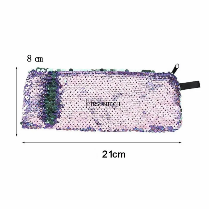 300pcs Mermaid Sequins Women Makeup Pouch Cute Pencil Case For Student Zipper Clutch Handbag Cosmetic Storage Makeup Bag F2167