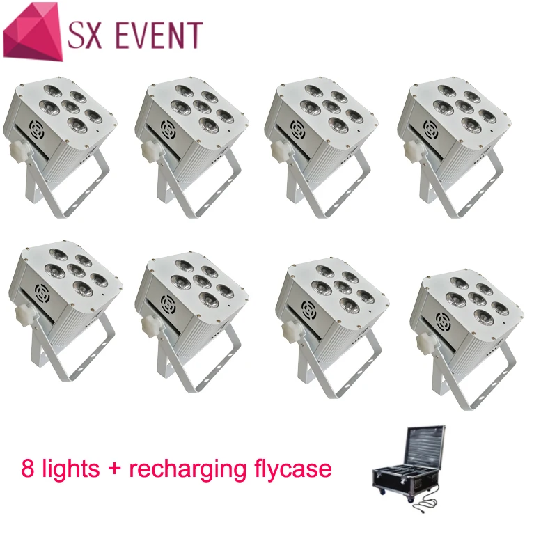 

6X18W RGBWA UV 6 IN 1 Battery Power Wireless DMX LED Flat Par Wifi & Remote Uplighting for wedding dj