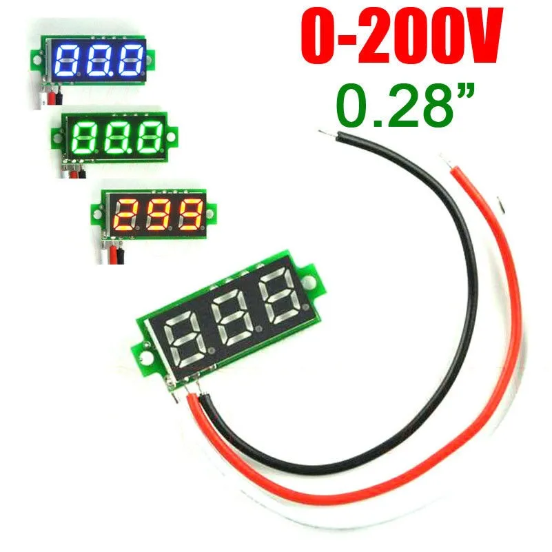 0.28“ DC 0-200V digital voltmeter Red Blue green LED Display volt Meter Voltage Monitor Tester Meter for car