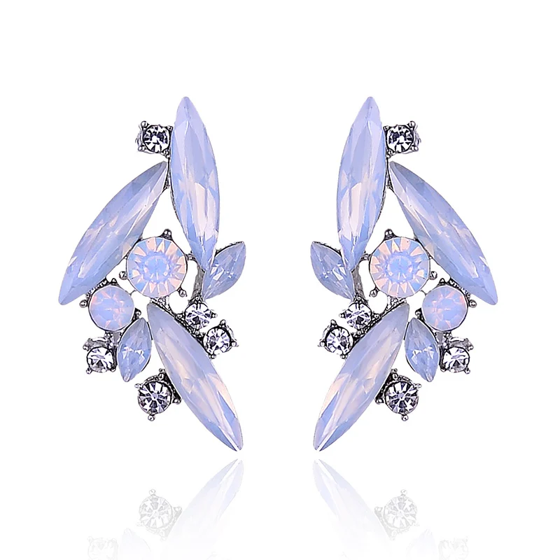 Novelty Irregular Acrylic Crystal Stone Piercing Earrings Fashion Rhinestone Women Stud Earrings Christmas Gift Party Jewelry