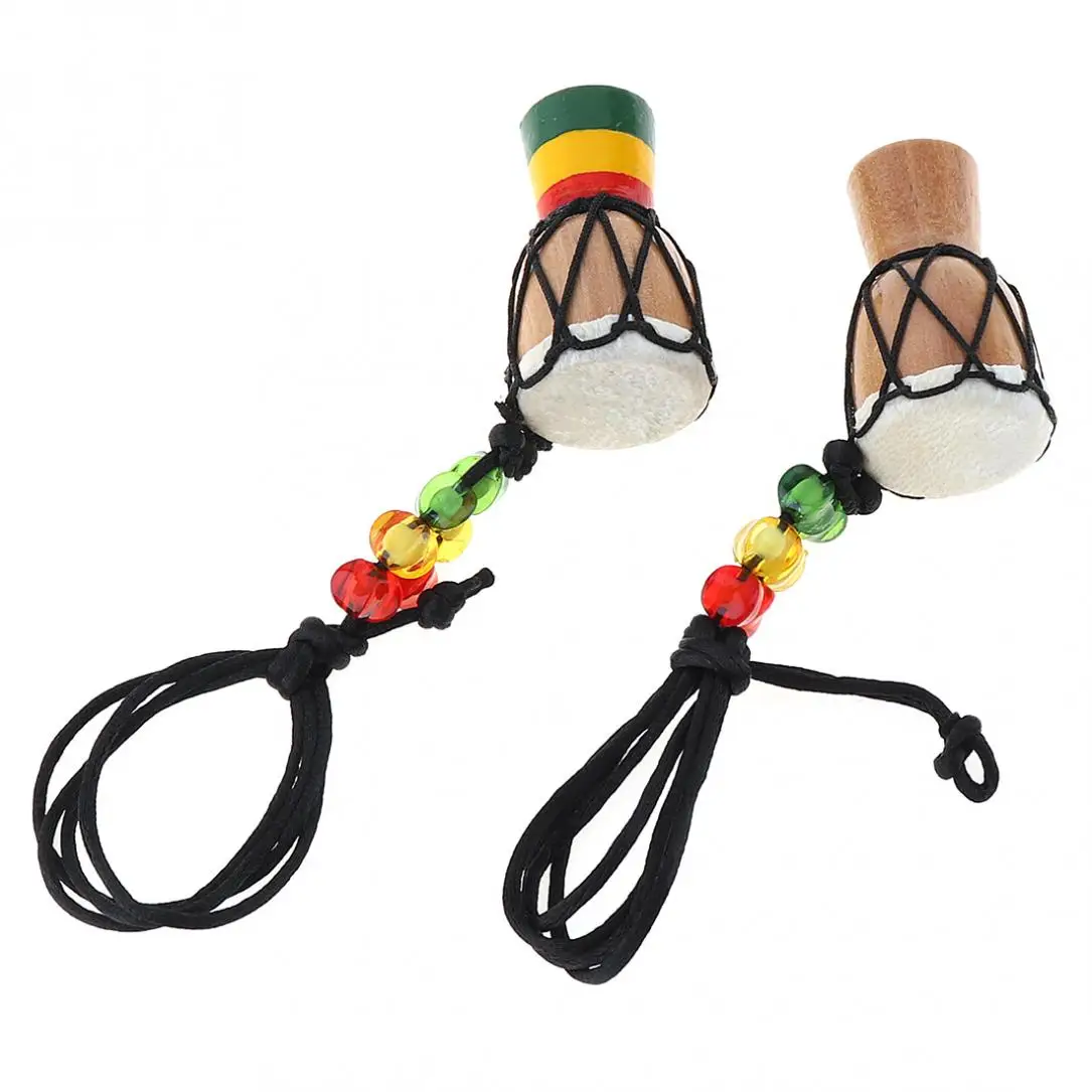 5pcs Mini Lightweight Individuality Djembe Pendant Percussion Musical Instrument Necklace African Hand Drum Accessories Toy