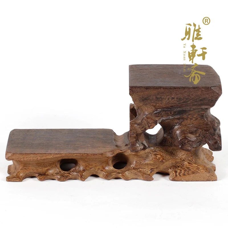 F Zhai Jade Carved Stone Gallery] mahogany base decoration crafts teapot base wings Kitaka low base