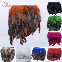 CHENGVRIGHT tira de plumas de cola de gallo de pollo, adornos para ropa de fiesta de boda, adorno de plumas de gallo, 10 metros, 13-18CM, venta al por mayor