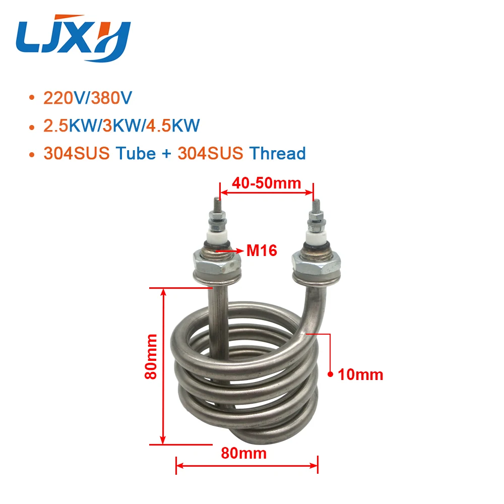 LJXH 220V 380V Heater for Water Distiller,304 Stainless Steel Heating Pipe,Distilled Electric Water Heating Element Spare Parts