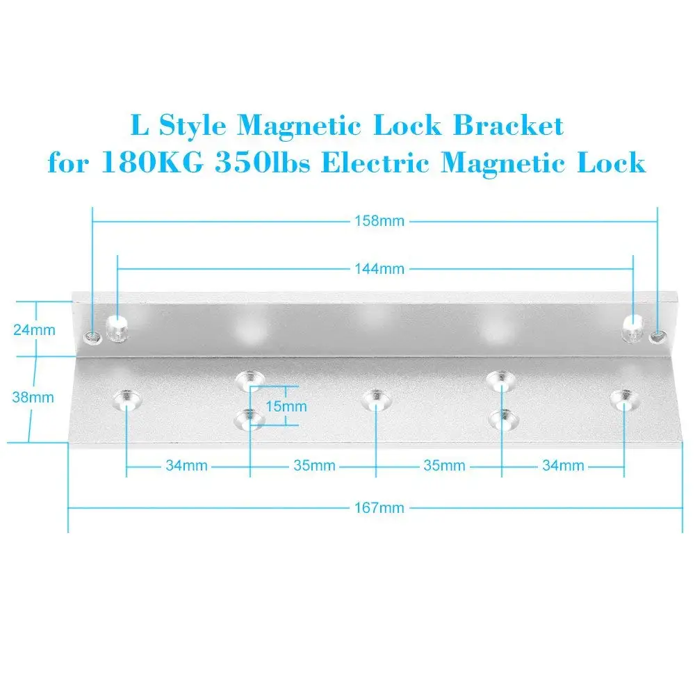 Badodo Access Control System 180KG 350LB Single Door 12V Electric Magnetic / Electromagnetic Lock with L bracket