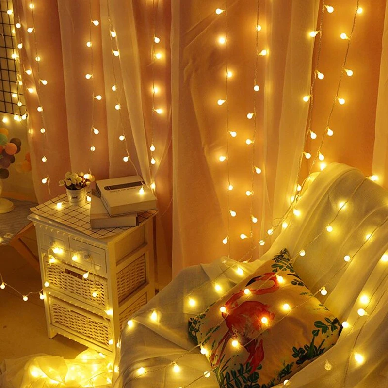 2M 5M 10M kiraz toplar LED perili dizi lamba pil USB 220V 110V kumandalı düğün noel açık oda çelenk dekorasyon