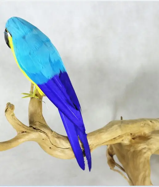 رغوة بلاستيكية وريش الطيور الاصطناعية الملونة الريش الأزرق الببغاء نموذج حوالي 30 سنتيمتر الطيور ، حديقة الديكور w0554