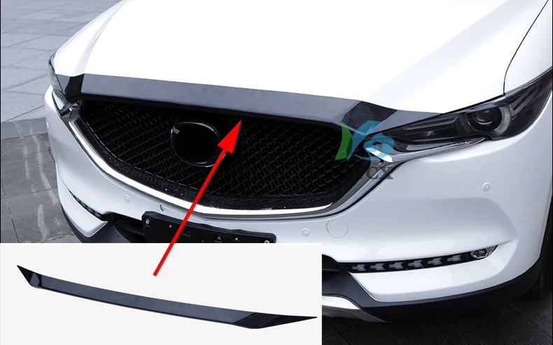 

Carbon fiber 1pcs Front Grille Hood Engine Cover Trim for Mazda CX 5 CX-5 CX 5 2017 2018 2019 Car Accessories Styling