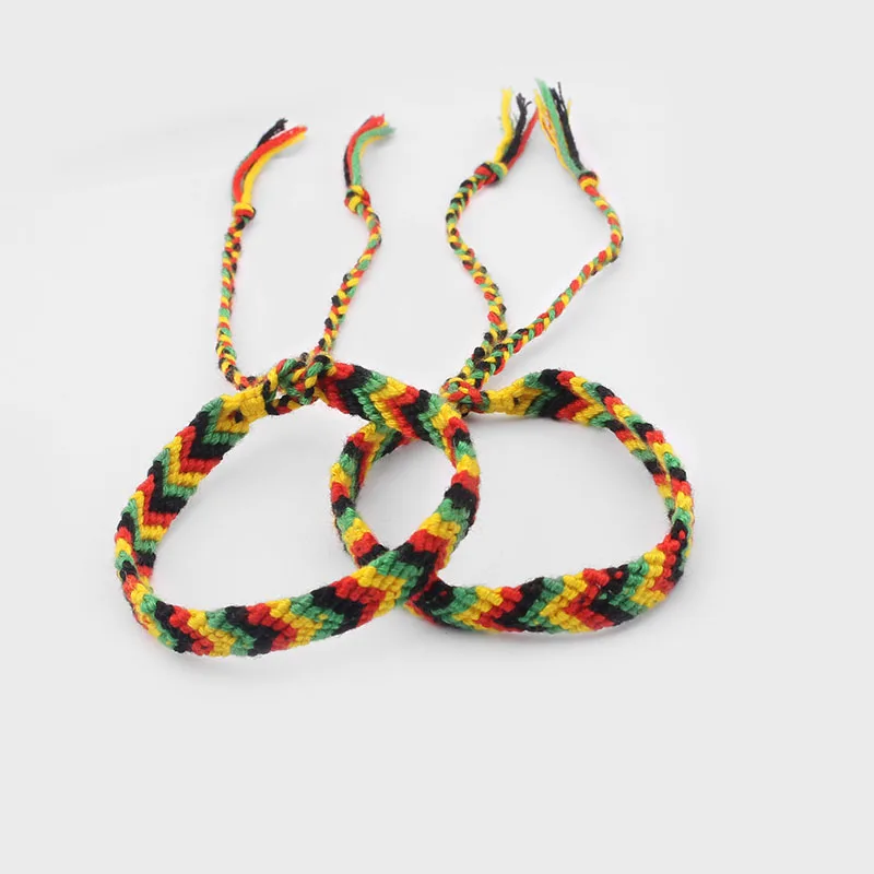 2pcs/lot Rasta Wristband Friendship Bracelet Cotton Silk Reggae Jamaica Surfer Hippie Bob Hobo Bracelets Gift