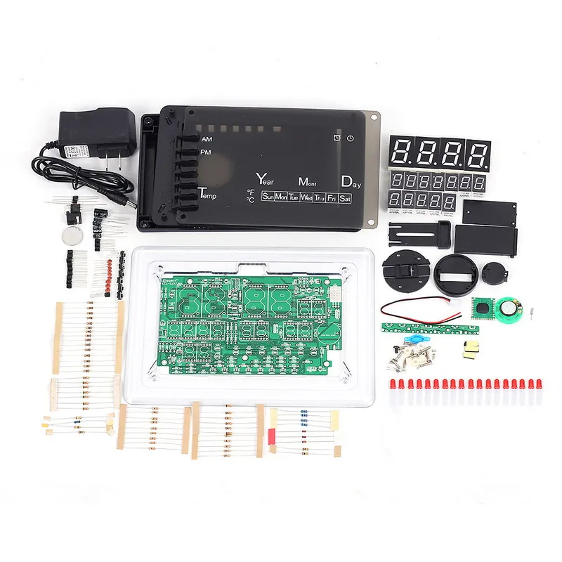 Red Green Blue ECL-1227 0.5 inch DIY Electronic Clock  DIY Kit Calendar Temperature English Panel Display DIY Electronic Clock