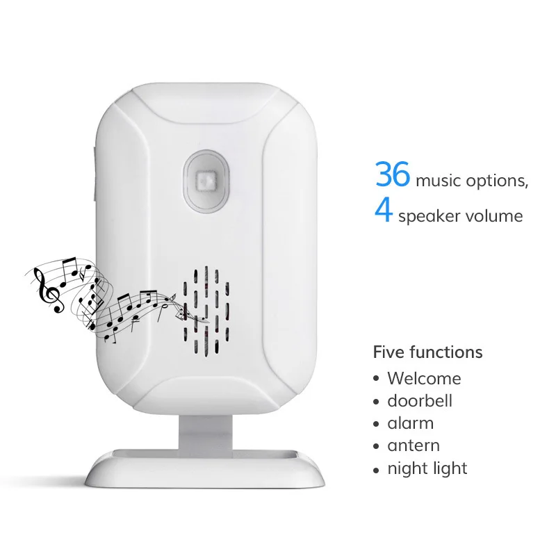 Wireless Doorbell PIR Store Shop Entry Welcome Motion Sensor Infrared Detector Induction Alarm Door Bell 5 Functions Night Light