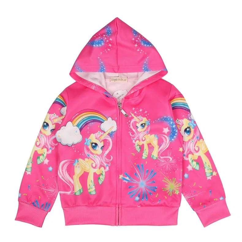 little coats girls clothes kids clothes my moana kids jackets for girls unicorn horse winter zipper cardigan Coat Hooded