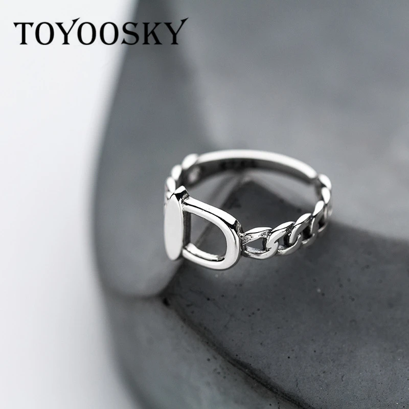 Hip Hop Ring Gifts for Women 925 Sterling Silver Color 2019 New Design Lock Chain Shape Rings Contracted Men's Jewelry