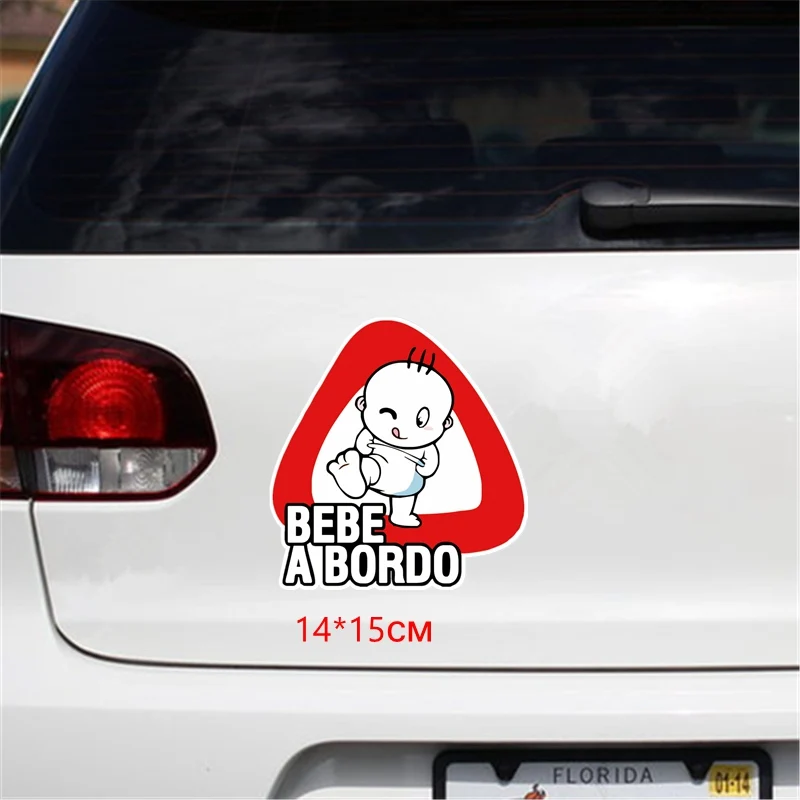 Tri Mishki WCS226 14*15cm baby on board bebe a bordo car sticker funny colorful auto automobile decals image 6