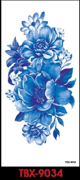 Waterproof Temporary Tattoo Sticker blue peony rose lotus plum flowers tatto stickers flash tatoo fake tattoos for women girl 17