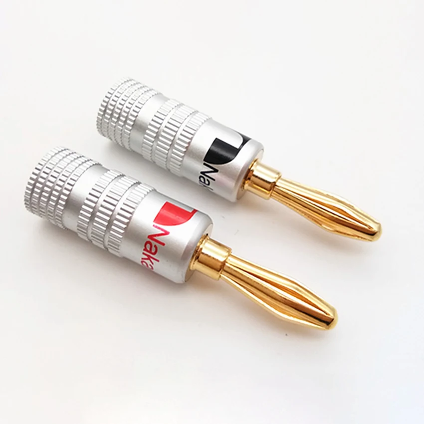 2PCS/Lot 4mm Speaker Cable Banana Plugs Corrosion-resistant Copper Plated Speaker Banana Plugs HIFI Audio Cable Connectors