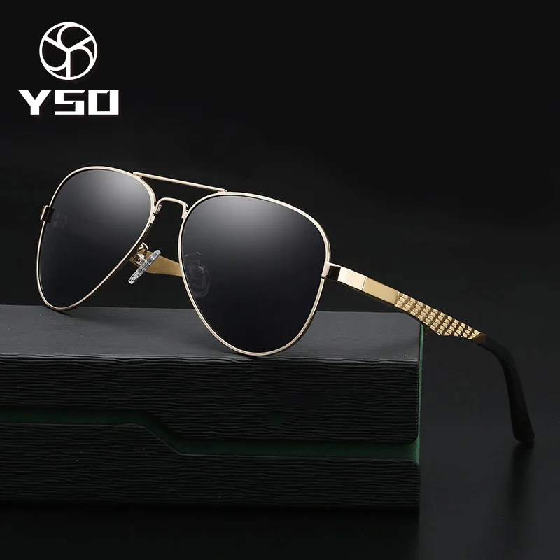 

YSO Men Sunglasses Vintage Polarized UV400 Aluminium Frame HD TAC Lens Sun Glasses Sunglasses Men Pilot Accessories For Men 3002