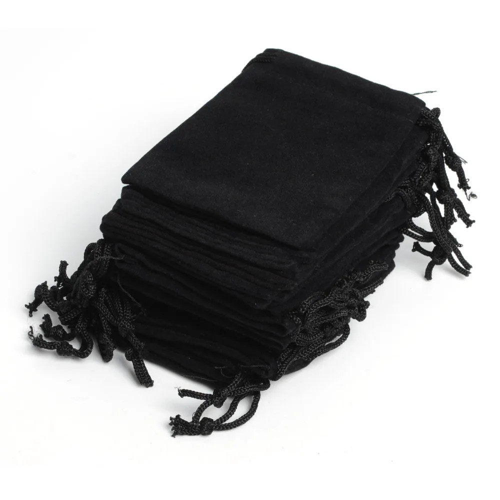 Bolsa de terciopelo negro con cordón para joyería, embalaje de regalo de terciopelo para boda, fiesta de cumpleaños, 5x7cm, 100 unidades por lote, novedad