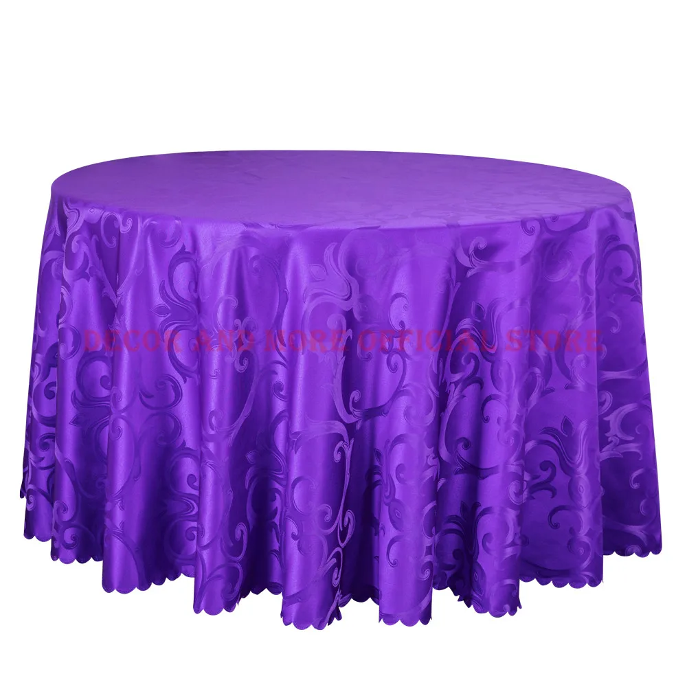 260CM White Table Cloth For Hotel Wedding Banquet Round Tablecloths Decor Jacquard Dining Table Cover Table Linens Wholesale