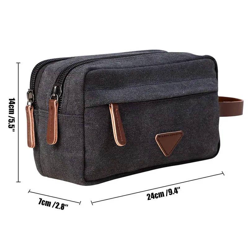 Men Travel Canvas Shaving Kits Cosmetic Makeup Organizer Women Toiletry Bag with Double Compartments Kosmetyczka Beauty Case