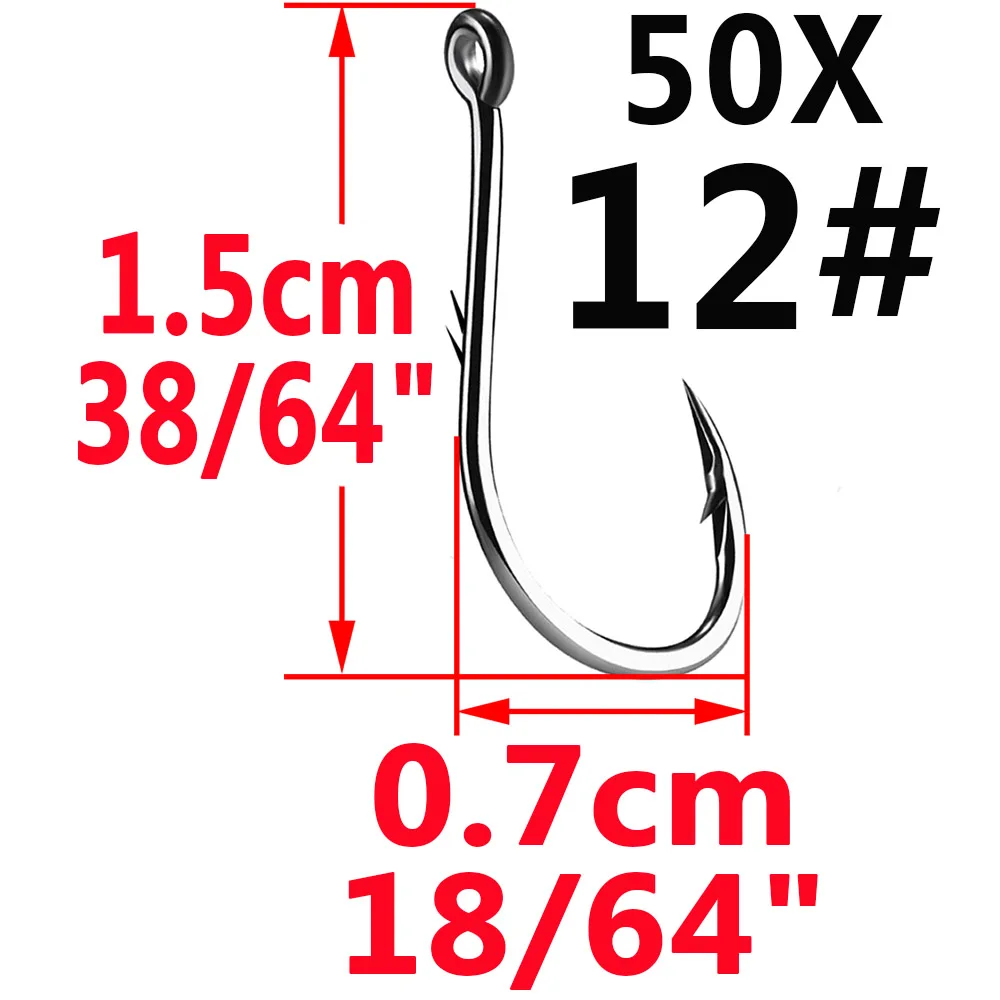 Simpleyi 50pcs/lot Fishing Hooks 6# 1# 1/0-5/0# Fish Hook Bait Holder Jig Big Barbed Hook Treble Hooks Fishing Tackle Pesca