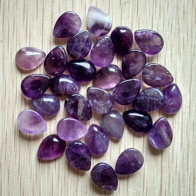 Fashion natural amethyst stone CAB CABOCHON teardrop beads jewelry accessories 10x14mm wholesale 30pcs/lot  free shipping