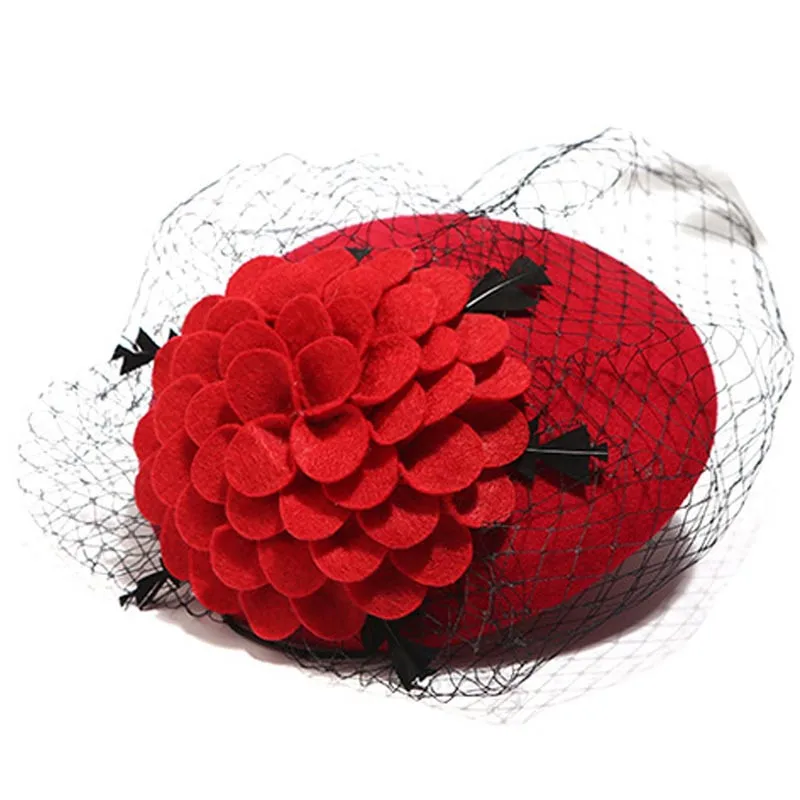 Classic Fascinator Hair Pillbox Hat Flower Black Simplicity Women Lady Felt Cocktail Party Wedding Church Fedora Top Hat Hairpin