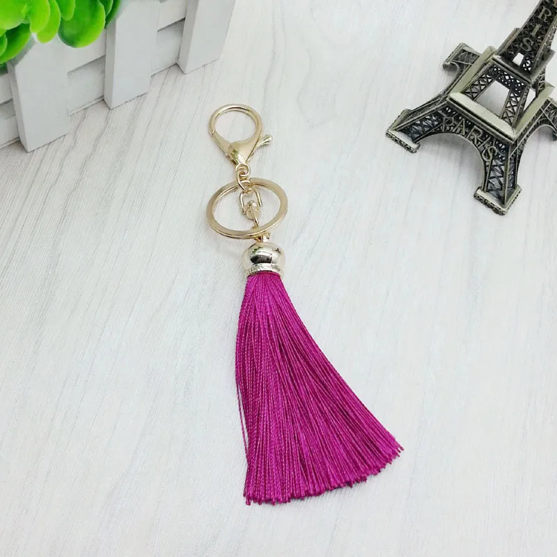 2 Piece/Lot Silk Tassels Key Chain Cute Car Keychain For Women Bag Charm  key ring Accessory jewelry 16023