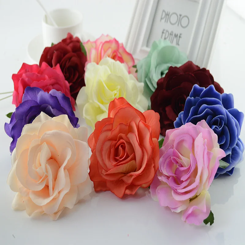 100pcs Silk roses head christmas decorations for home accessories for new Year wedding Bride bouquet diy gift Artificial flowers