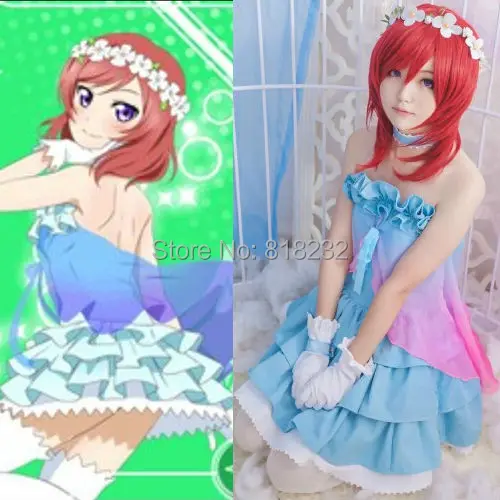 Love Live Yume no Tobira Dreams Gate Nishikino Maki Chiffon Tee Dress Uniform Outfit Anime Cosplay Costumes