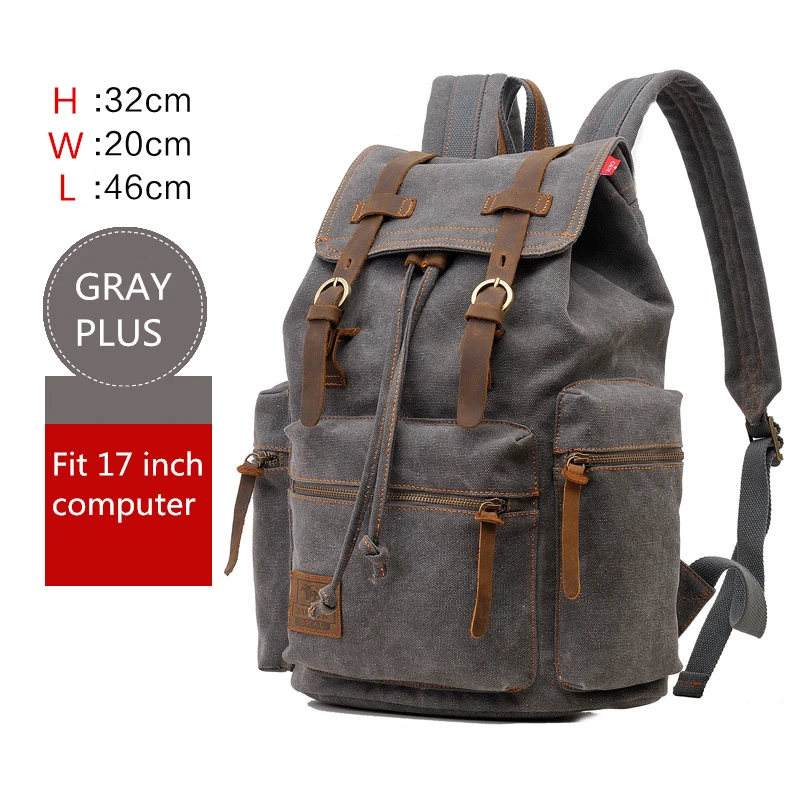 AUGUR New Men's 17 inch laptop backpack computer school backpacks men's vintage canvas large capacity travel backpack school bag