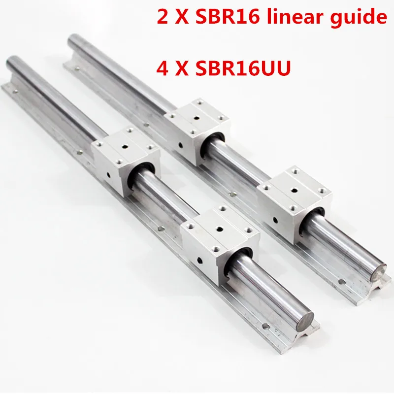 2Pcs SBR16-300 SBR16-400 SBR16-500 SBR16-1000 Mm LINEAR RAIL Fully Supported SHAFT ROD With 4x SBR16UU Block