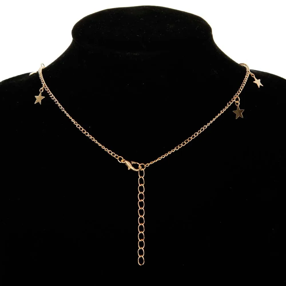 European And American Style Women\'s Necklace Simple Clavicle Chain Personality Five-pointed Star Love New Gift Wholesale