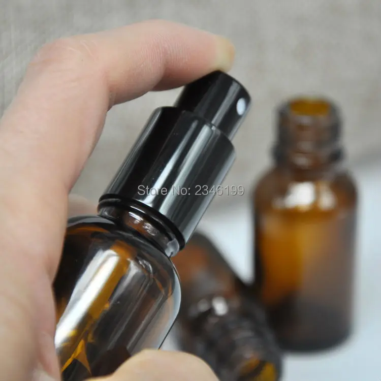 10ml 15ml 20ml 30ml 50ml 20 pces garrafa de vidro âmbar spray loção bomba garrafas pequeno recipiente cosmético vazio embalagens recarregáveis