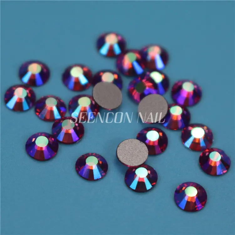 

New 1440pcs/lot hot Siam AB flatback non-hotfix glue-on loose glitter rhinestone for nail art decoration nail crystals