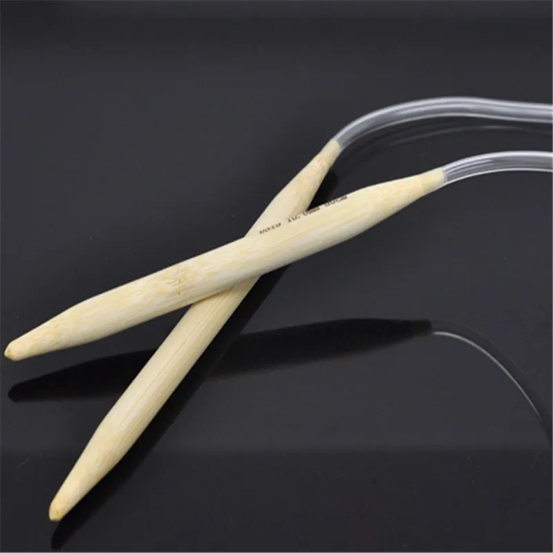 1pair Bamboo Circular Knitting Needles Transparent Tube Crochet Hooks Needle Weave Craft DIY Sewing Knitting Tool 80cm long