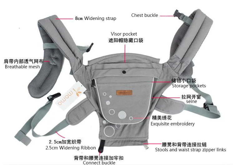 aimama  baby carrier Breathable Multifunctional ergonomic Baby Carrier Kangaroo Baby Carriage Hipseat Sling Wrap Backpack