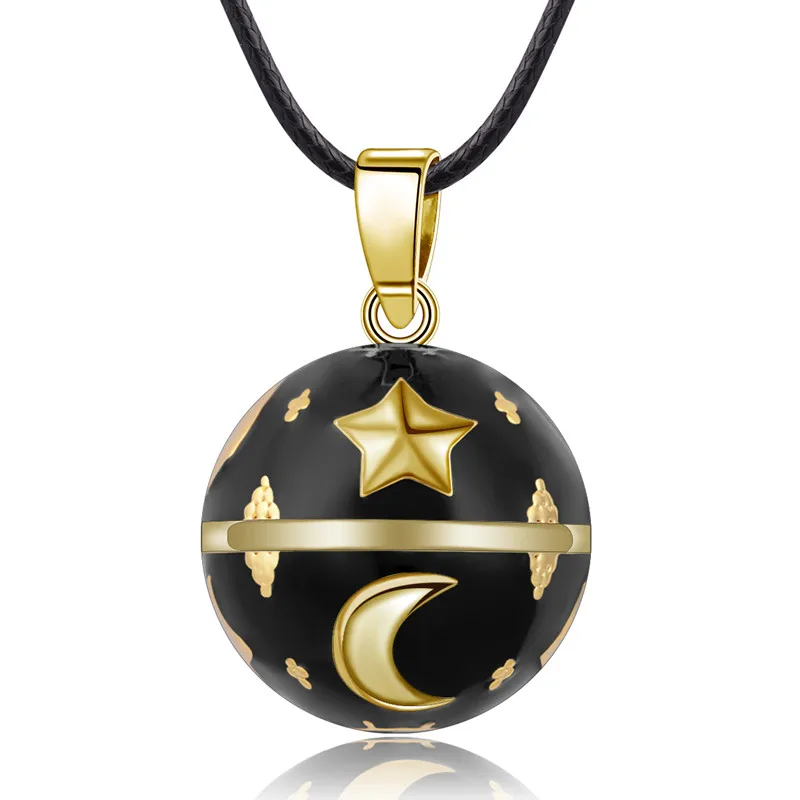 Eudora Harmony Ball Necklace Black Bell Pregnancy ball Pendant Moon star Design Musical Ball Necklace for Women Jewelry N14NB308