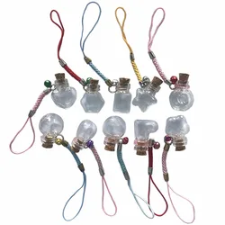 Mini Glass Bottles Pendants with Chain Small Wishing Bottles Glass Vial Arts Jars For Key Bracelets Gift Bottles Mixed 10 Shapes