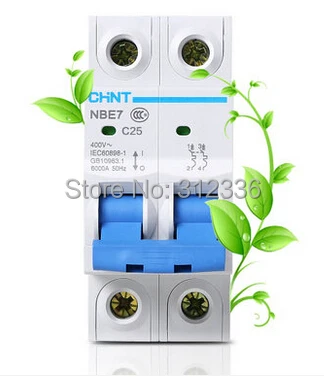 Free Shipping  small air switch unipolar  C25 2P 25A  2 pole Home use Electric shock protection domestic C type  circuit breaker