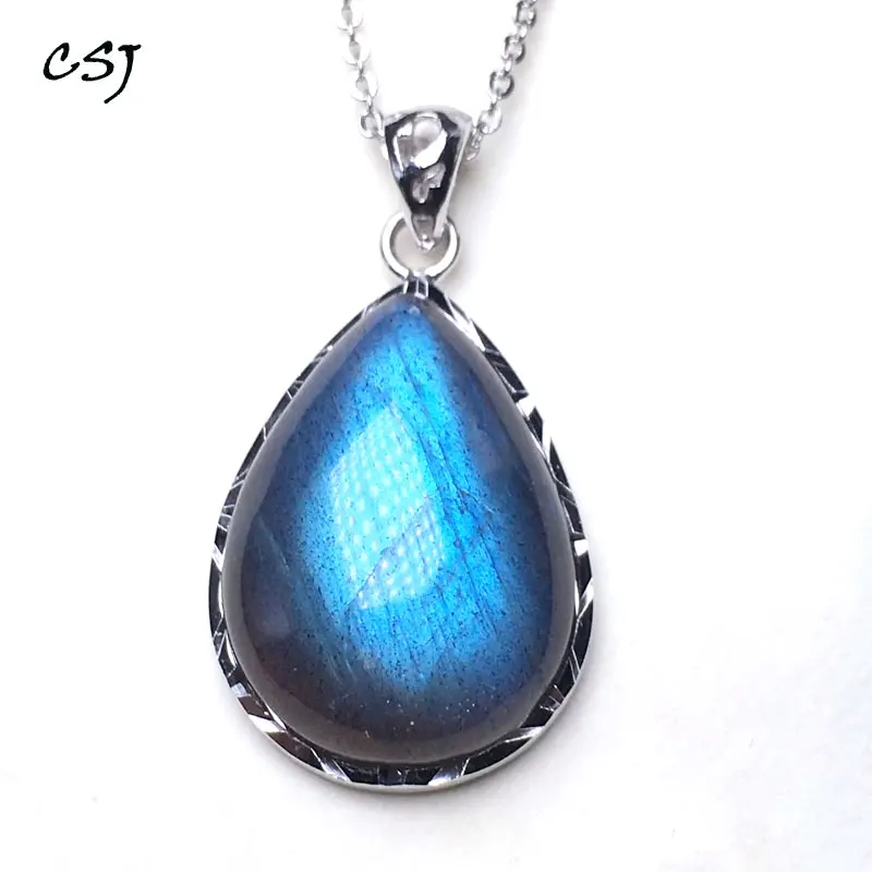 

100% Natural Blue Labradorite Pendants Moonstone Sunstone Necklace Divination spiritual meditation Fine Jewelry engagement gift