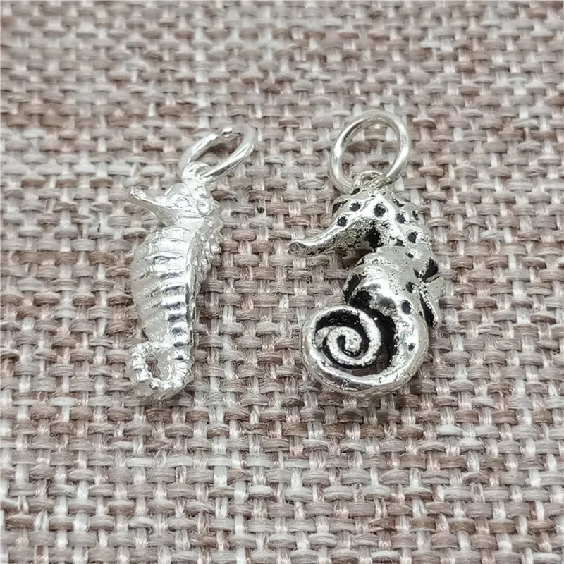 5pcs of 925 Sterling Silver Sea Horse Seahorse Charms Pendants for Ocean Beach Bracelet Necklace